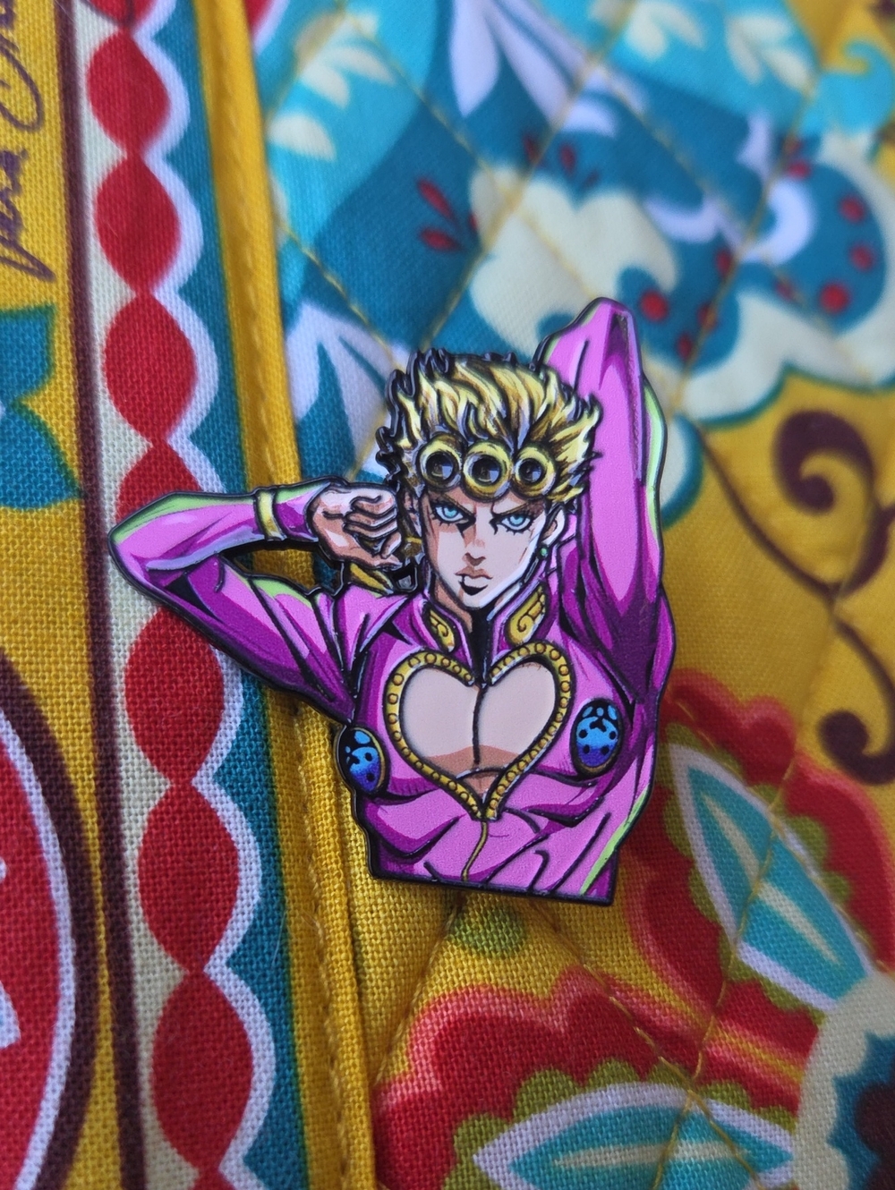 Anime Character Enamel Pin - Pink Heart Cutout Jacket Jojo